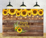 Fondo de Madera para Fiesta de Cumpleaños de Girasol TKH1602