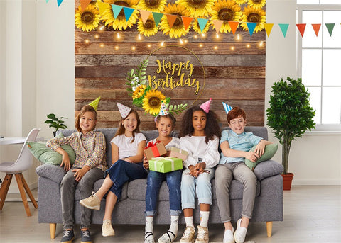 Sunflower Birthday Party  Wood Bakckdrop