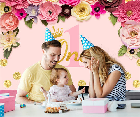 1st  Floral Birthday Photography Backdrops