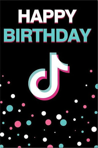 Tik Tok Logo Telón de Fondo Feliz Cumpleaños Puntos Colores Fondo para Fotografía TT014