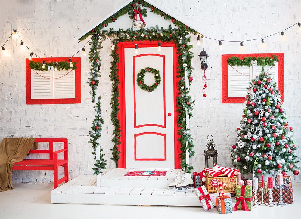 Christmas Tree Gift Decoration House Backdrop for Photography  DBD-19205