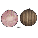 Collapsible Double-sided Round Floral /Wood Backdrop 5x5ft(1.5x1.5m) ZB03