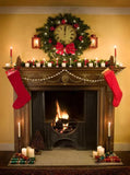 Christmas Stove Stocks Wreath Party Decoration Photography Backdrop