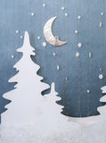 Snowflake Christmas Tree Night Moon Cartoon Backdrop for Studio Photography