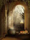 Festival Backdrops Halloween Bubbling Drug Tank And Pumpkin Lanterns IBD-P19063