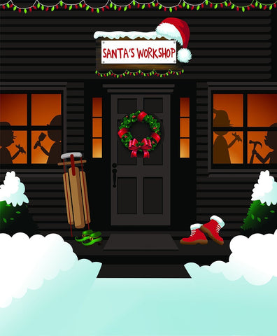 Santa Claus's Workshop Christmas Photo Booth Backdrop DBD-P19169