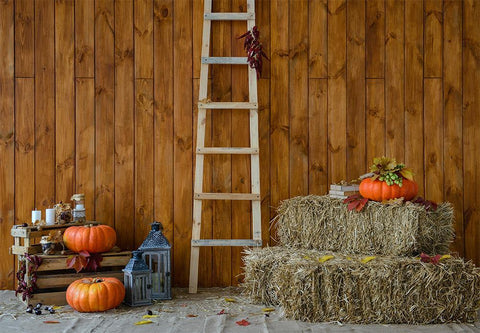 Telón de Fondo para la Imagen de Madera de Paja de Calabaza de Otoño de Halloween DBD-H19076