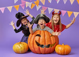 Halloween Backdrops Festival Backdrops Children and pumpkin lanterns Background