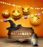 Halloween Happy Board Hand on Pumpkins Festival Backdrops IBD-P19113