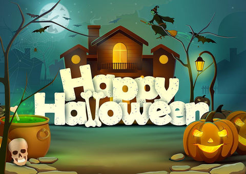 Festival Backdrops Halloween Backdrops Happy Halloween Kid Cartoon Backdrop