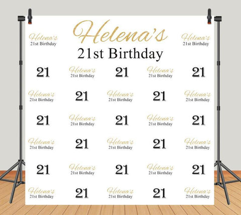 Telón de Fondo Individualizado de 21º Cumpleaños de Banner Dorado Personalizado de Cumpleaños Telón de Fondo de Paso y Repita de Fotomatón DBD18