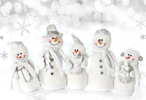 Cute Snowman Snowflake Bokeh Winter Photography Backdrop