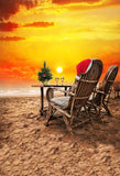 Beach Sunset Rocking Chair Santa Hat Christmas Backdrop