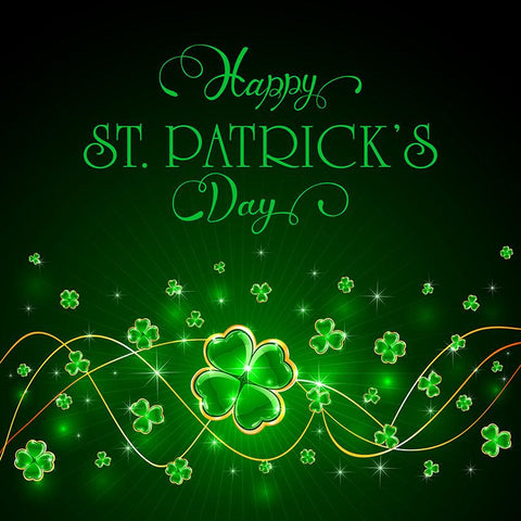 Green Happy Saint Patrick's Day Clover Photo Backdrop LV-1327