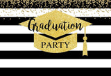 Happy Graduation Black Gold PhotographyBackdrop LV-1749