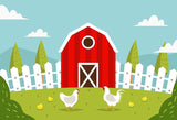 Cartoon Farm Red Barn Chicken Backdrop for Photo LV-493