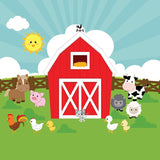 Farm Theme Photography Backdrop Red Barn Animals Barnyard LV-497