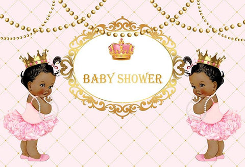 Baby Girl Shower Crown Princess Party Decorations Backdrop LV-691