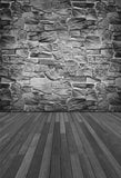 Grey Vintage Brick Wall Wood Floor Background for Pictures LV-949