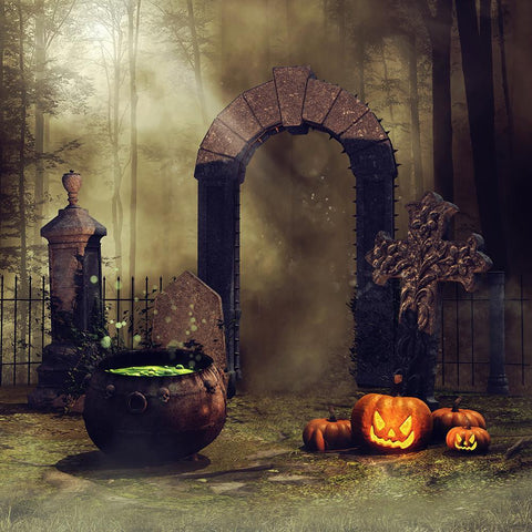 Festival Backdrops Halloween Backdrops Refining Medicine And Pumpkin Lanterns